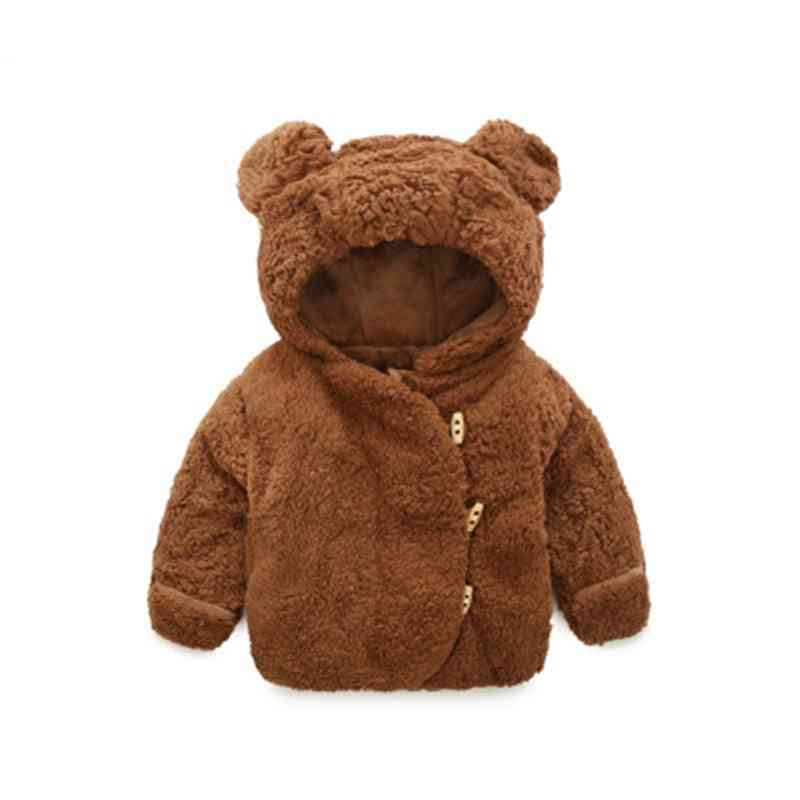 Höst vinter nyfödda babykläder varm jacka & kappa småbarn polar fleece pojke flickor tecknad djur ytterkläder - brun-771 / 6m