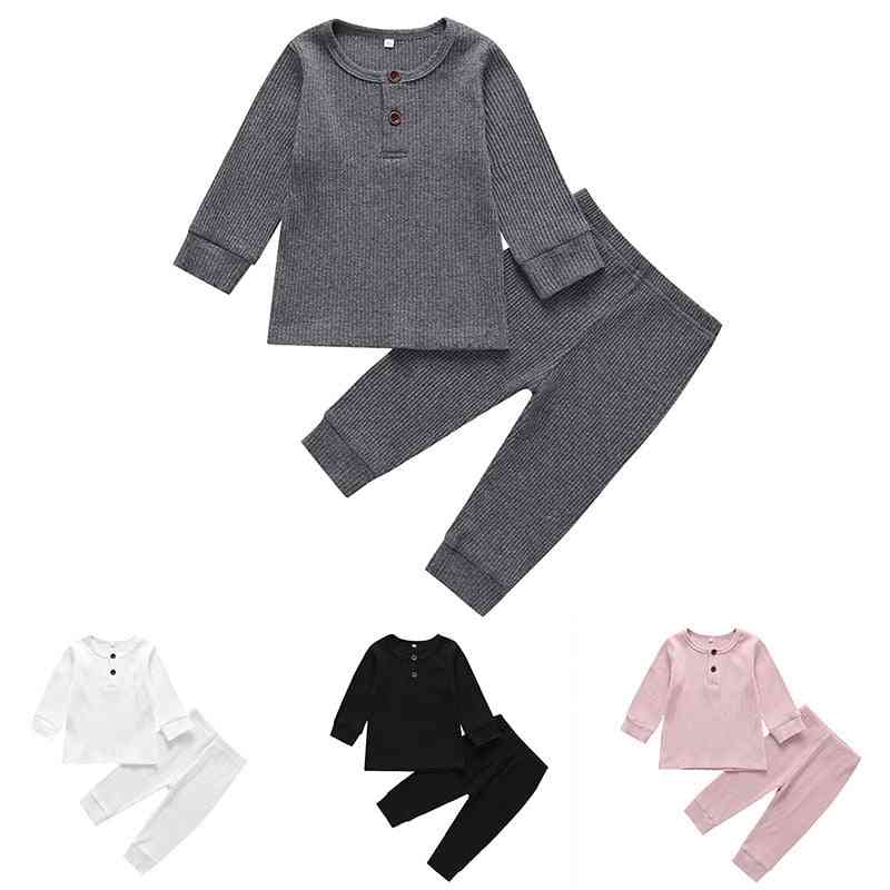 Spring Baby  Clothes Set -long Sleeve Solid Tops+pants Pajamas