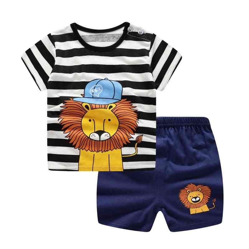 Casual Kids Sport Clothing Plaid- Lion Clothes Sets