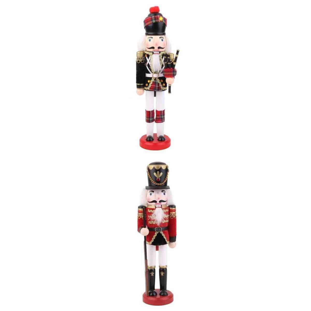 Soldato schiaccianoci in legno fatto a mano con cornamusa e accessori per soldato set per regalo di decorazioni natalizie -