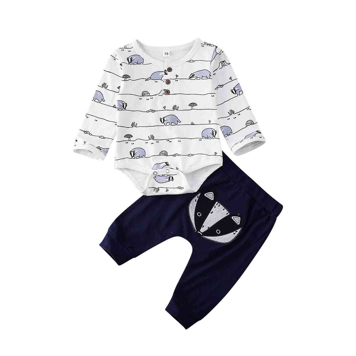 Baby Boy/ Girl, Fox Print Tops, Long Pants Outfits Clothes