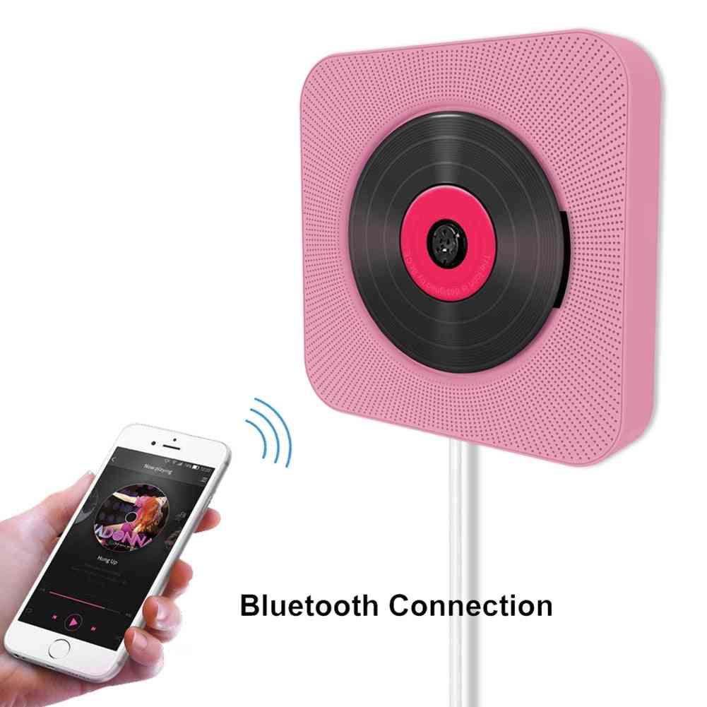 Lecteur CD à télécommande Bluetooth à montage mural, haut-parleur hifi radio FM avec prise USB 3,5 mm, prise 4 couleurs US / EU / UK - Noir