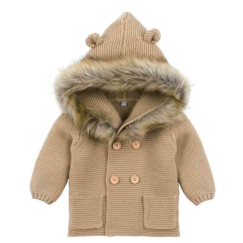 Kisfiúk / lányok téli meleg pulóverek, hosszú ujjú kapucnis kabát