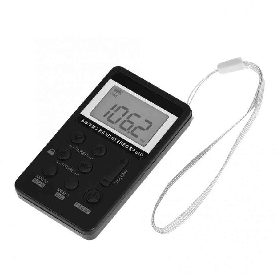 Pocket Radio Receiver With Lcd Display- Earphone & Rechargeable Battery