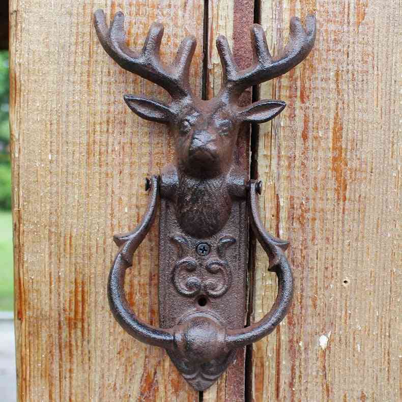 European Retro Cast, Iron Door Knocker Crafts Deer Head