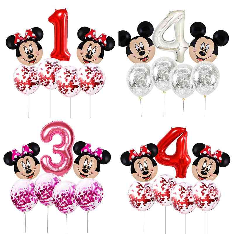 Mickey Mouse Head Shaped With Number-foil Balloons For Birthday Party Decorations