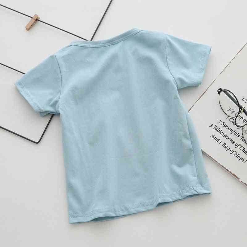 Kortærmet baby drenge t-shirts bomuldstøj tegneserie fisk afslappet top sommerfødselsdag - himmelblå / 9m