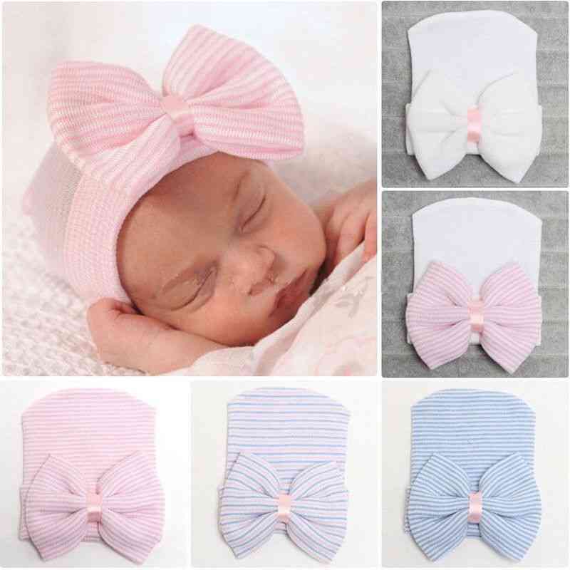 Striped Headband With Bow For Newborn Baby