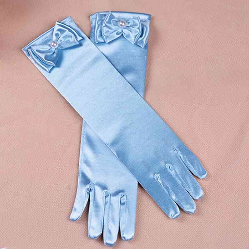 Dlouhé saténové rukavice s mašlí