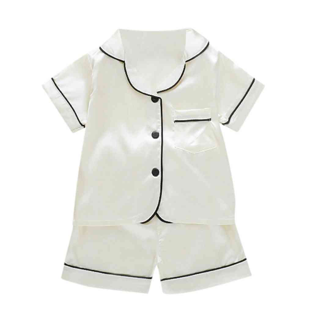 Conjunto de roupas de bebê recém-nascido menino conjunto de manga curta pijama de bolso sólido camiseta top shorts calça pijama terno criança