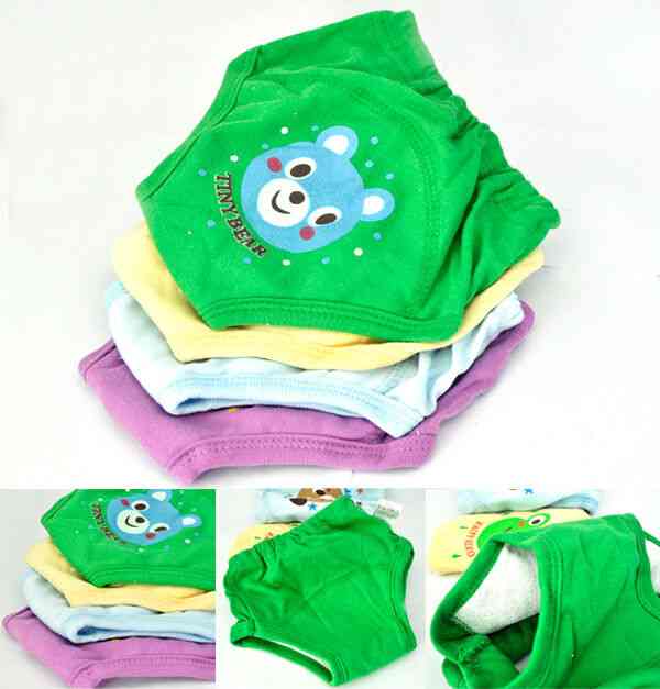 Novorozené děvčátko / kluk ve voděodolných nočních tréninkových kalhotách, opakovaně použitelné bavlněné kreslené měkké kojence