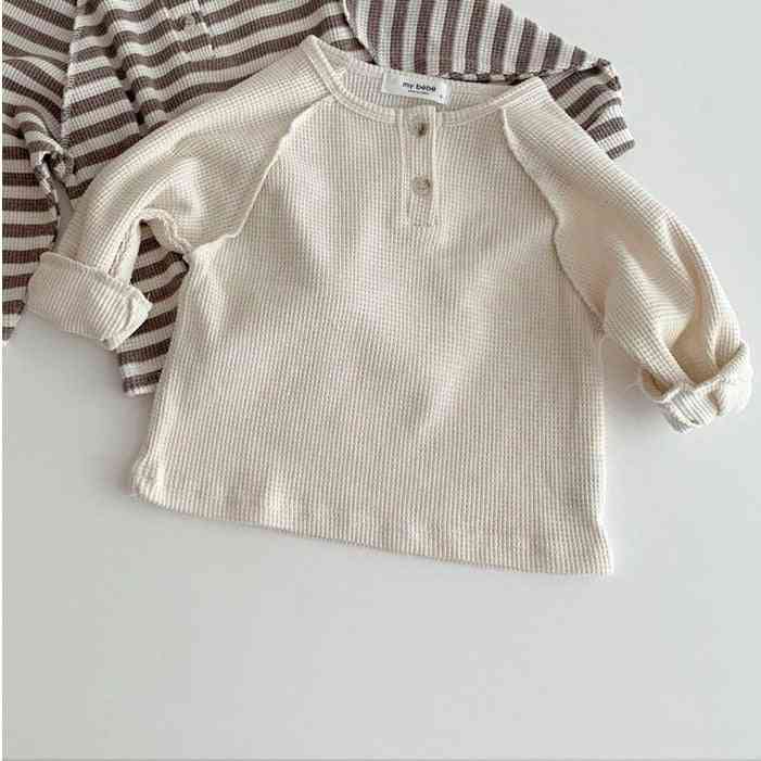 Maglietta semplice per bambini ragazzo e ragazza top casual sciolto, maglietta neonato - beige / 6m
