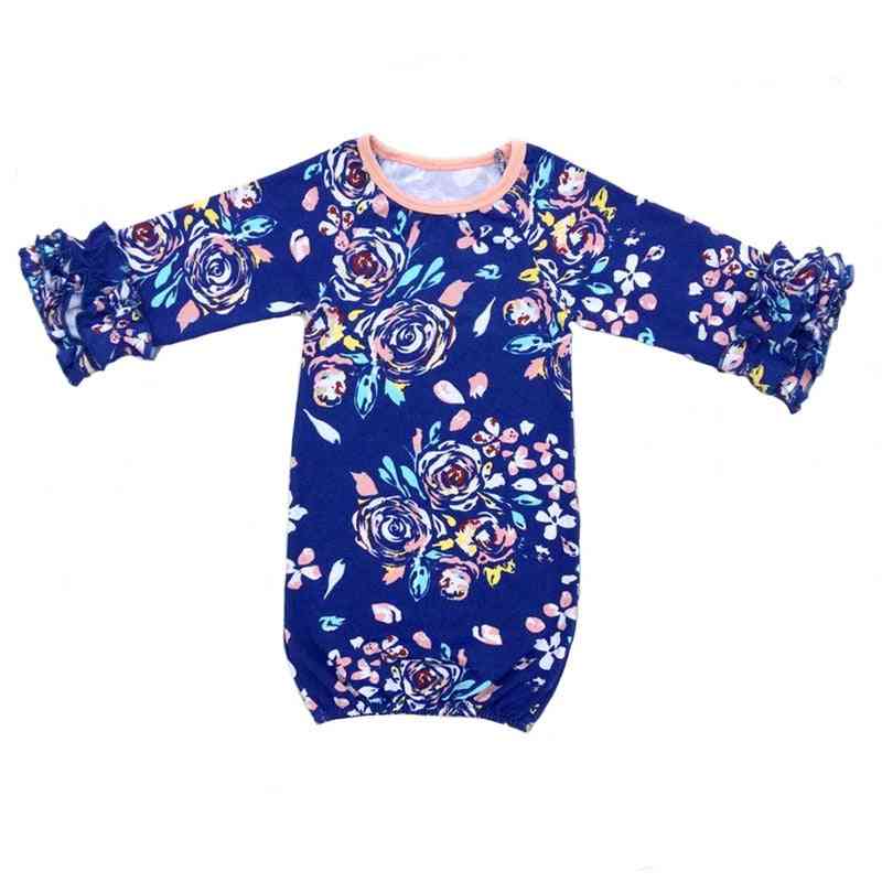 Sukienka niemowlęca z falbanami z długim rękawem koszulki nocne dla noworodka, śpiwór piżamy niemowlęcy - ZD bg0211 / 3m