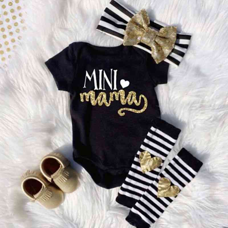 Neugeborene Kinder Baby Strampler + Beinwärmer + Stirnband Kleidung