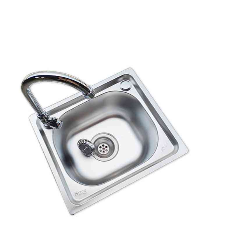 Stainless Steel Single Kitchen Sink, Drain Pipe- Wash Basin Set