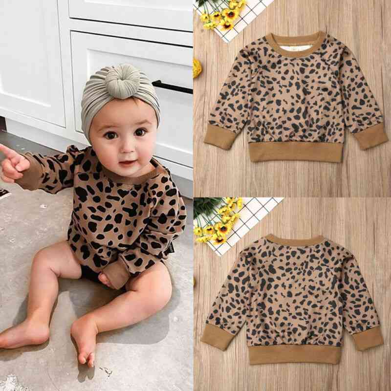 Autunno, bimba bambina, top leopardati, t-shirt - pullover