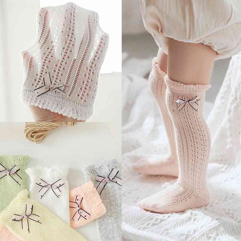 Breathable Mesh, High Knee Socks With A Bow Knot For Newborn