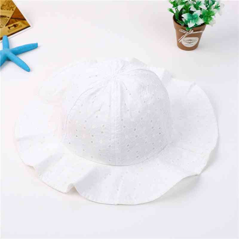 Chapéu de sol para bebês, verão de algodão, boné de praia - 1 branco floral