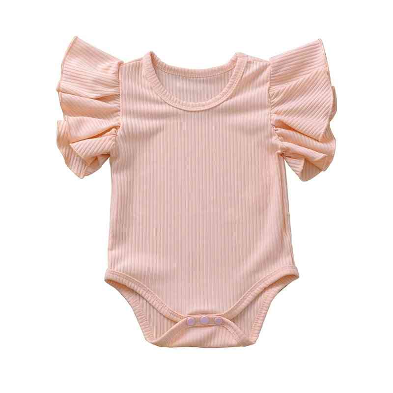 Macacão de bebê menina de algodão, roupa de corpo de manga curta