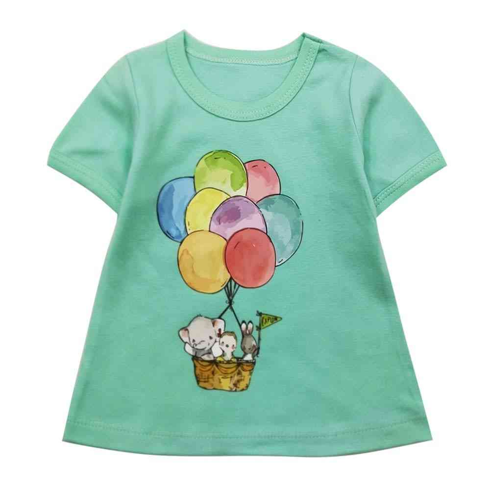 Koszulka dziewczęca z nadrukiem balonu, bawełniany top z krótkim rękawem