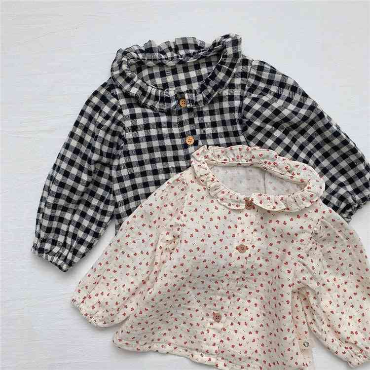 Bluză florală pentru bebeluși, cămașă de bumbac cu mânecă lungă pentru băieți, bluze pentru copii în carouri haine pentru bluze pentru copii mici