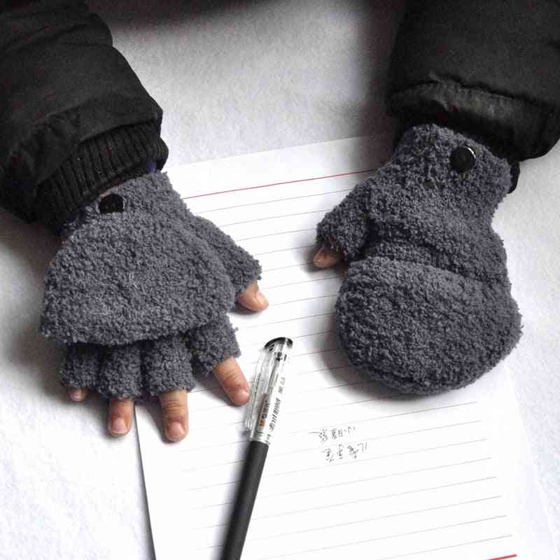 Thicken Half Finger Flap, Winter Warm Baby Gloves