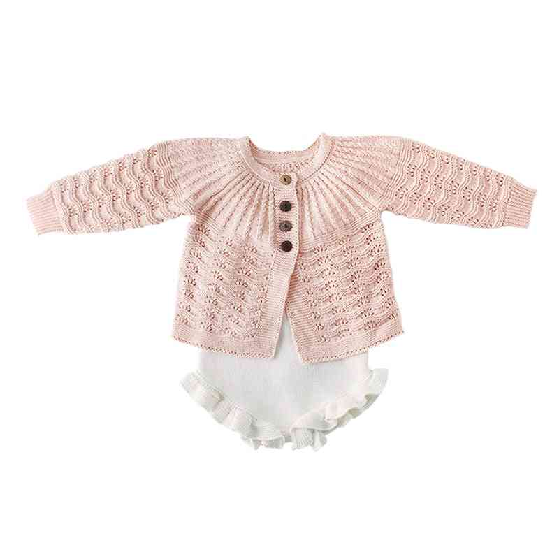 New Sweater Leaves Design Knit Cardigan Romper Clothing Set