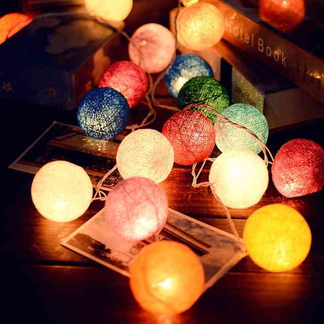 3m Led Cotton Ball Garland, String Fairy Lights Decoration Set 8