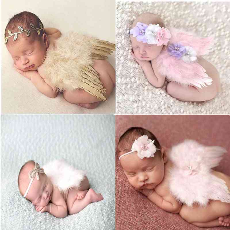 Akcesoria do fotografii noworodkowej skrzydła anioła rekwizyty fotograficzne dla dzieci ręcznie robione kostiumy dla niemowląt fotografia kostiumy szydełkowe - 1