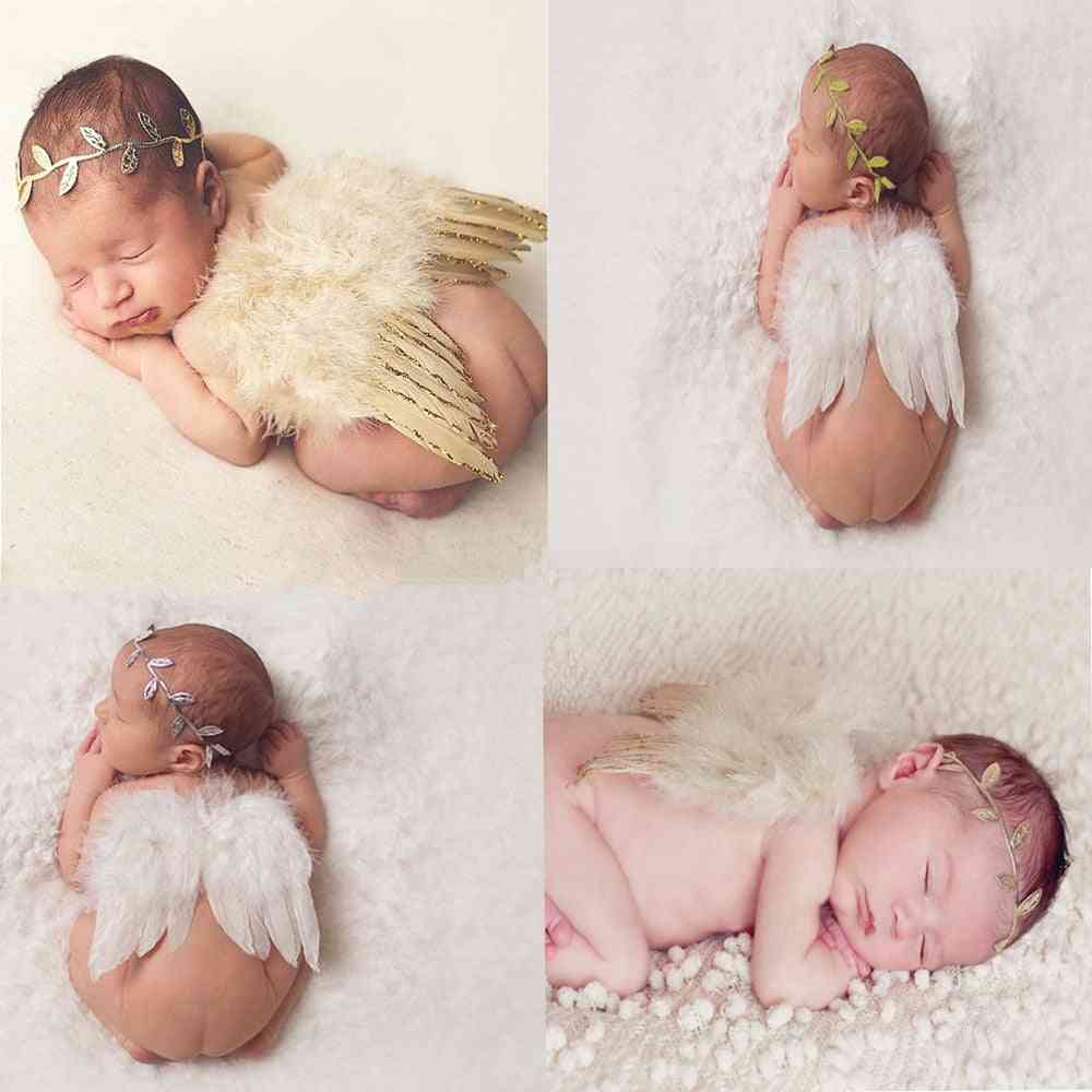 Akcesoria do fotografii noworodkowej skrzydła anioła rekwizyty fotograficzne dla dzieci ręcznie robione kostiumy dla niemowląt fotografia kostiumy szydełkowe - 1