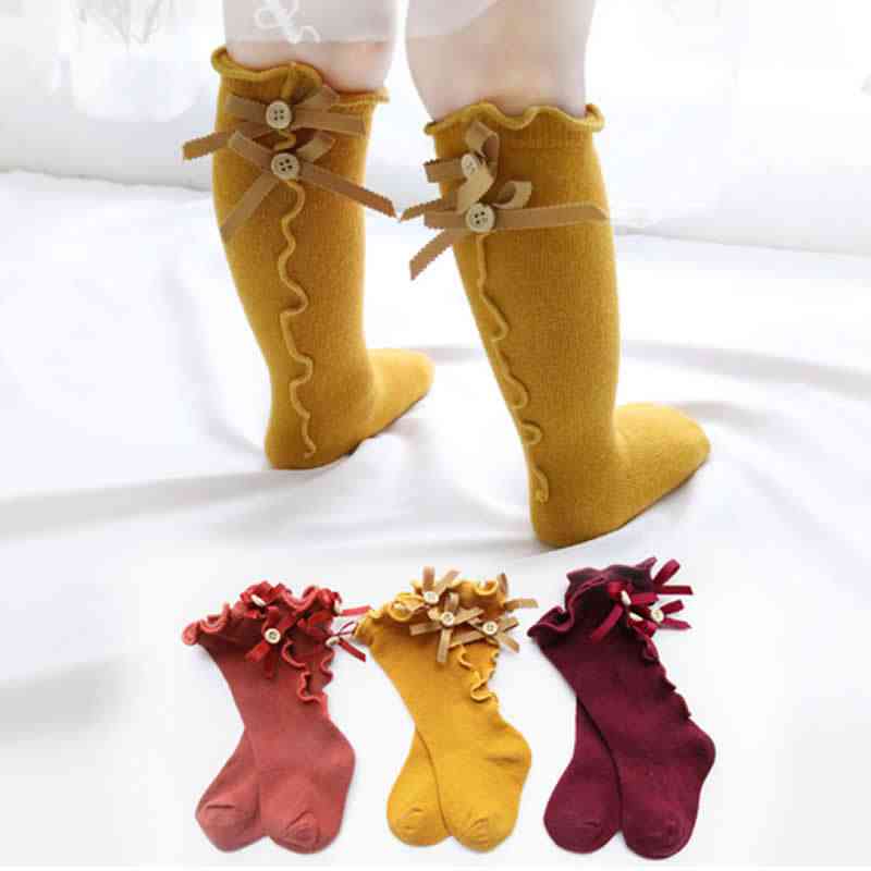 Gyerekek lábmelegítők gomba és baba lábmelegítők kisgyermek pamut csipke lányuk harisnya hétköznapi zokni bowknot