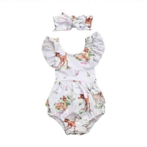Fashion Newborn Toddler Infant Baby Deer Ruffles Romper Jumpsuit Clothes Outfits