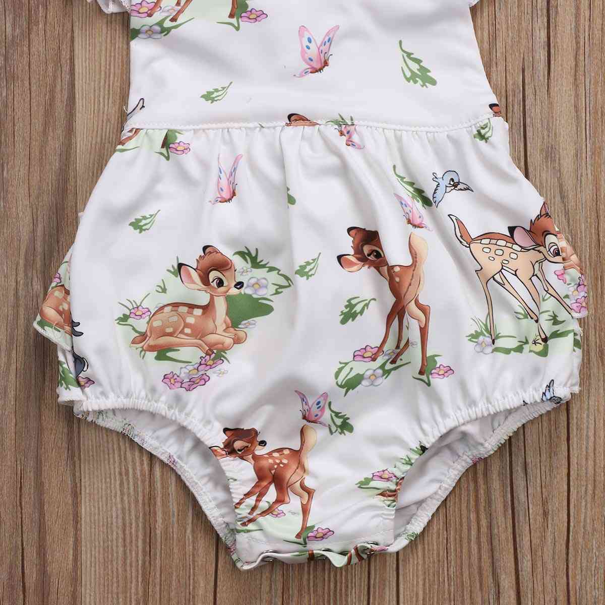 Mode nyfødt lille barn spædbarn baby piger hjorte flæser romper jumpsuit tøj tøj - 6m