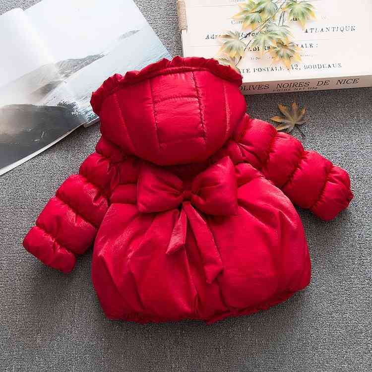 Winter Baby Girls, Bow Cotton -padded Hooded  Jacket