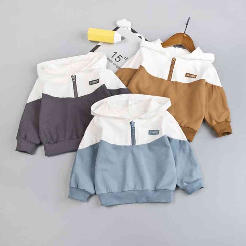Half Zipper Casual, Hooded Pullover For Babies