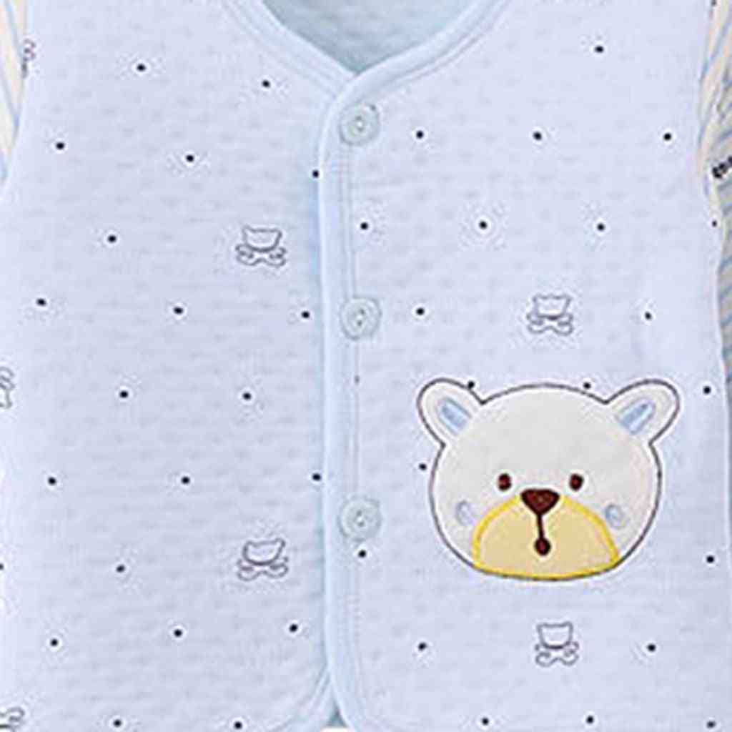 5pcs Säugling Neugeborenen Cartoon Pyjama Set- Baby Jungen / Mädchen Nachtwäsche Tier gedruckt Langarm Tops, Hut, Hosen Lätzchen Outfits Pyjamas - ein / Neugeborenes