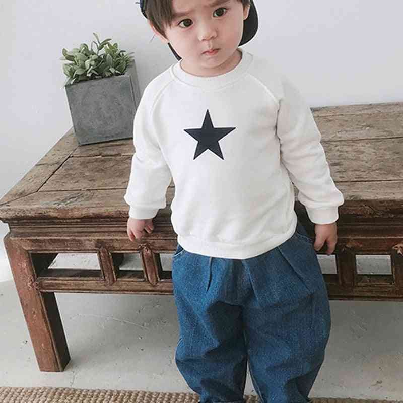 Star Printed, Long Sleeved-casual Sweatshirts For Kids