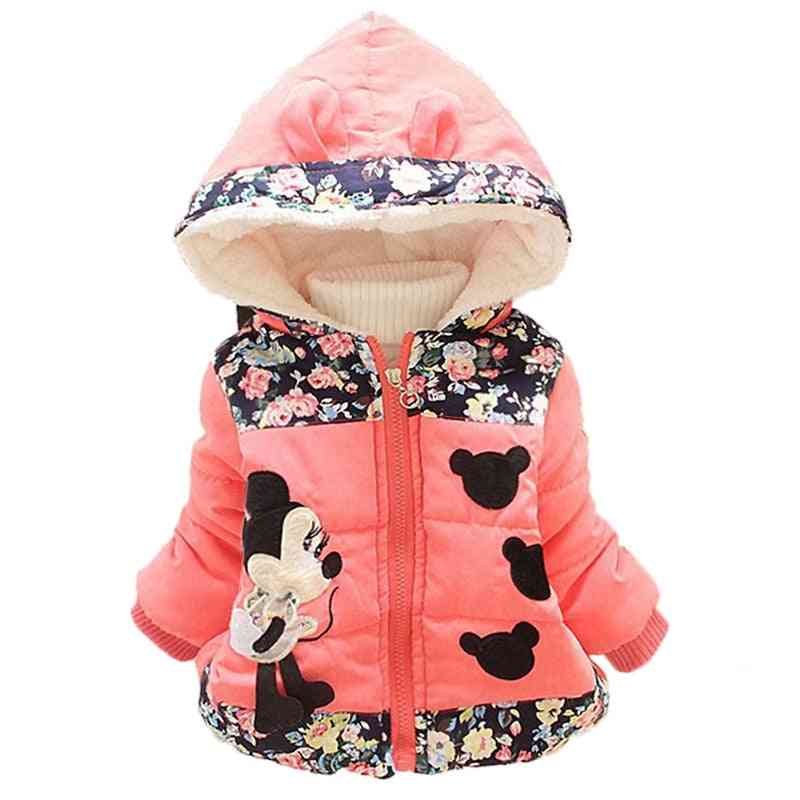 Winter Baby Jackets Clothes Hooded Coats, Toddler Warm Minnie Mickey Infant Outerwear