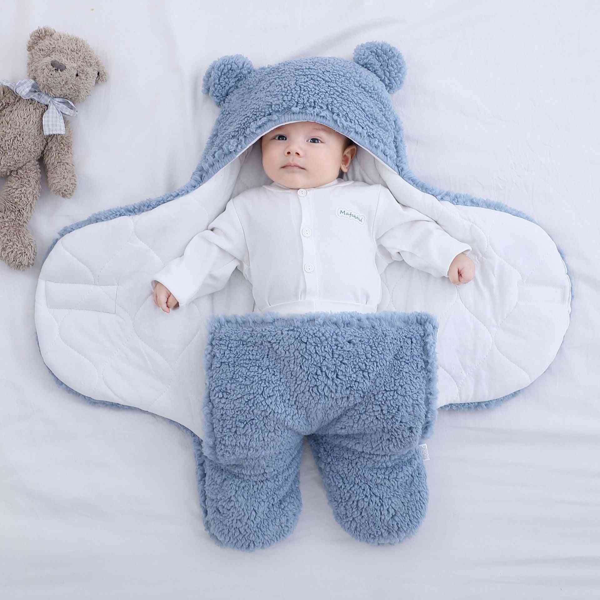 Babyslaapzak ultrazachte pluizige fleece pasgeboren ontvangende deken, babykleedenslaap kinderkamer wrap inbakeren - fleece 3 / 3m