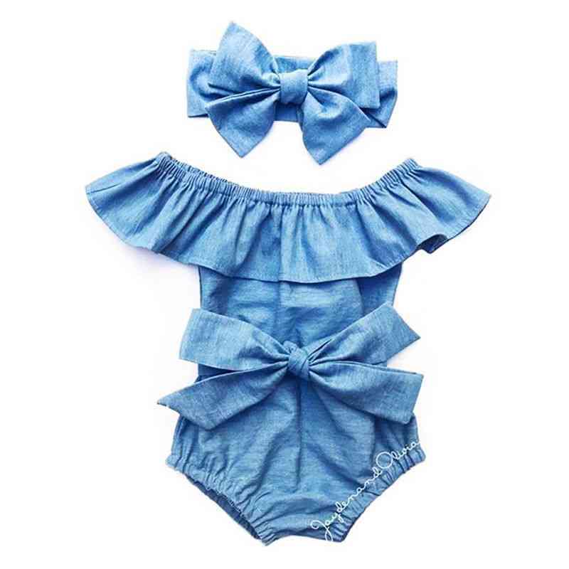 Newborn Baby Front Bowknot Bodysuit Romper Jumpsuit Outfits Set