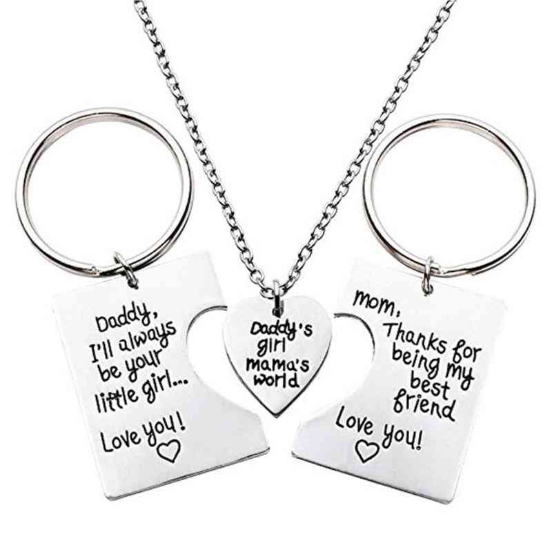 Daddy - Mama World Letters Pendant Love Necklace, From Titanium Steel