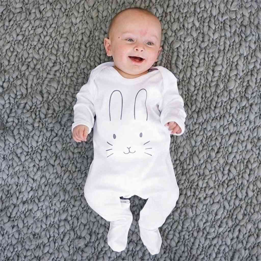 Newborn Romper, Infant Long Sleeve Footed Sleeper- Rabbite Cartoon Print Jumpsuit