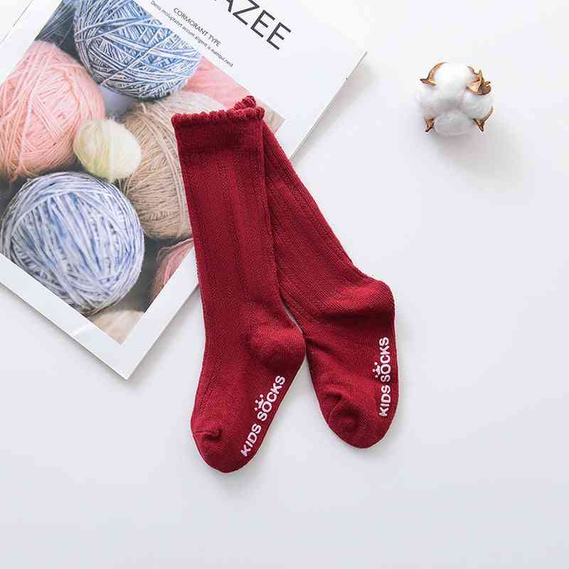 Girls Big Bow Knee, High Long Soft Cotton Lace Baby Socks