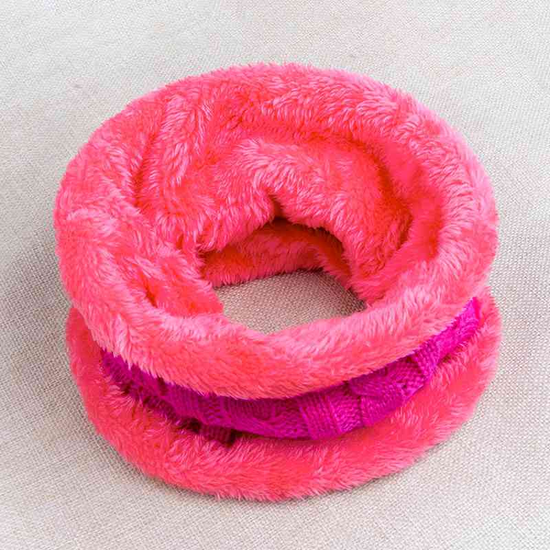 Dmroles sciarpa invernale per bambini per ragazzi addensare sciarpa calda per bambini ragazze più colletto al collo in cotone lavorato a maglia solido velluto - rosa rossa 1