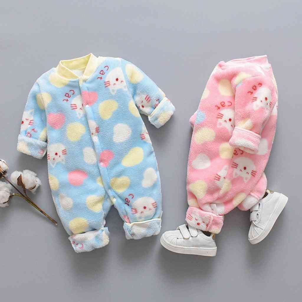 Newborn Baby Jumpsuit, Cartoon Animal Fleece Warm Romper Jumpsuit& Soft Pajamas Warm Clothes