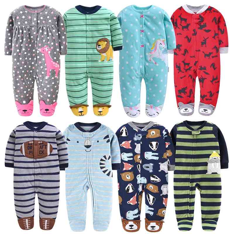 Newborn Baby Fleece Clothes - Kids Footed Pajamas With Long Sleeves