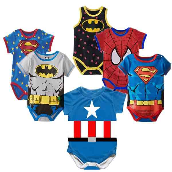 Superman Summer Baby Rompers With Short Sleeves