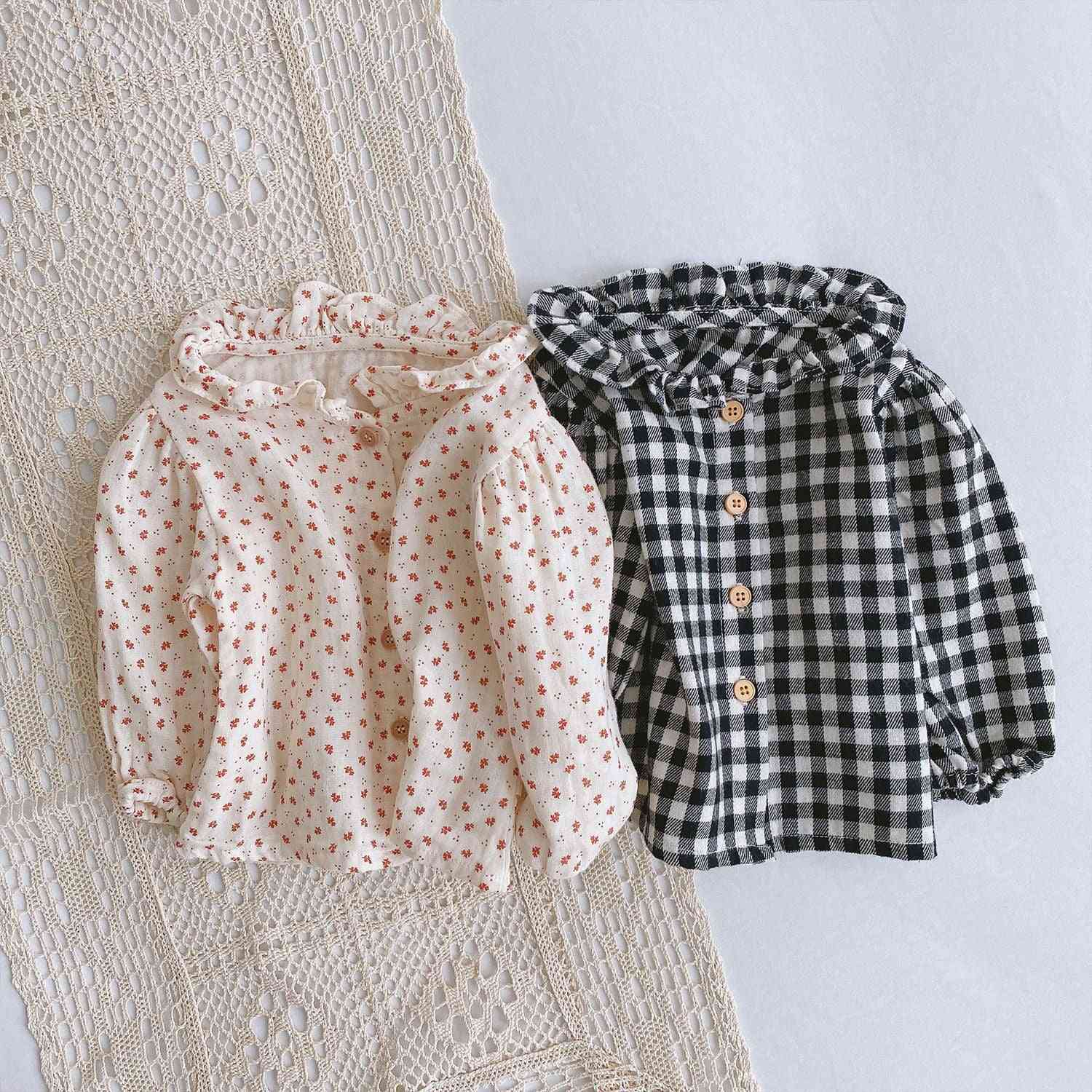 Autumn Infant Pure Cotton Floral Long Sleeve Casual Plaid Shirt / Tops Clothes