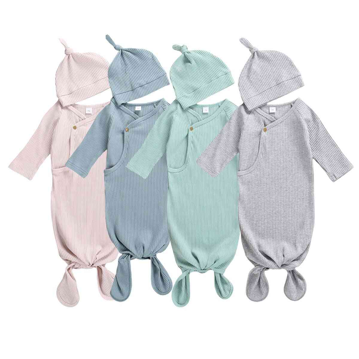Novorođena djevojčica čvrste pletene deke za povijanje za spavanje vreća za spavanje + set šešira