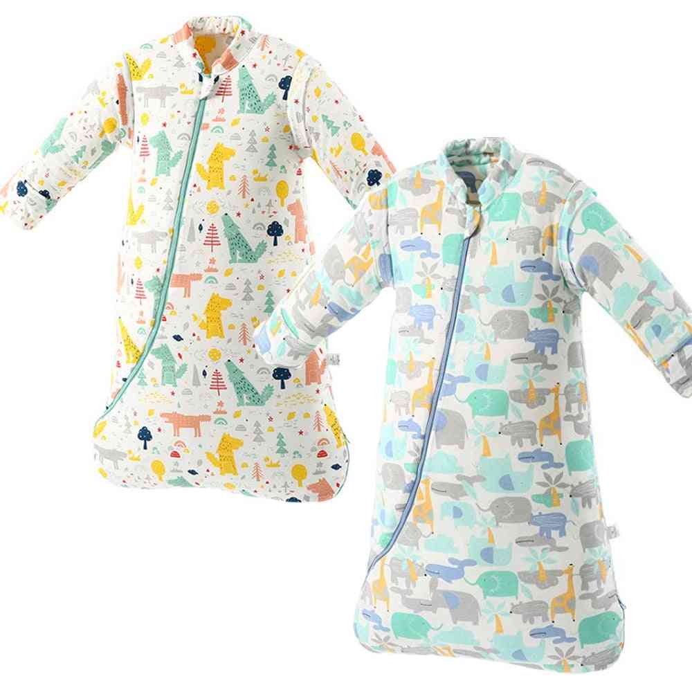 Biologische baby slaapzak afneembare lange mouw draagbare deken winter warme babykleding beddengoed quilt - 1 dun / 0-8m (s)